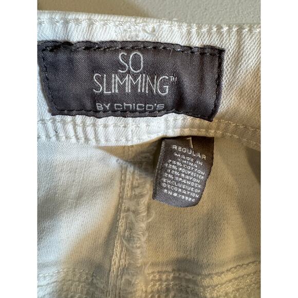 Chico's So Slimming beige denim jeans with stud details Sz 1 US 8 - Picture 8 of 9